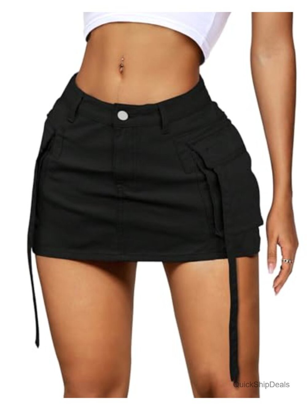 Y2K Low Rise Denim Mini Skirt with Cargo Flap Pockets